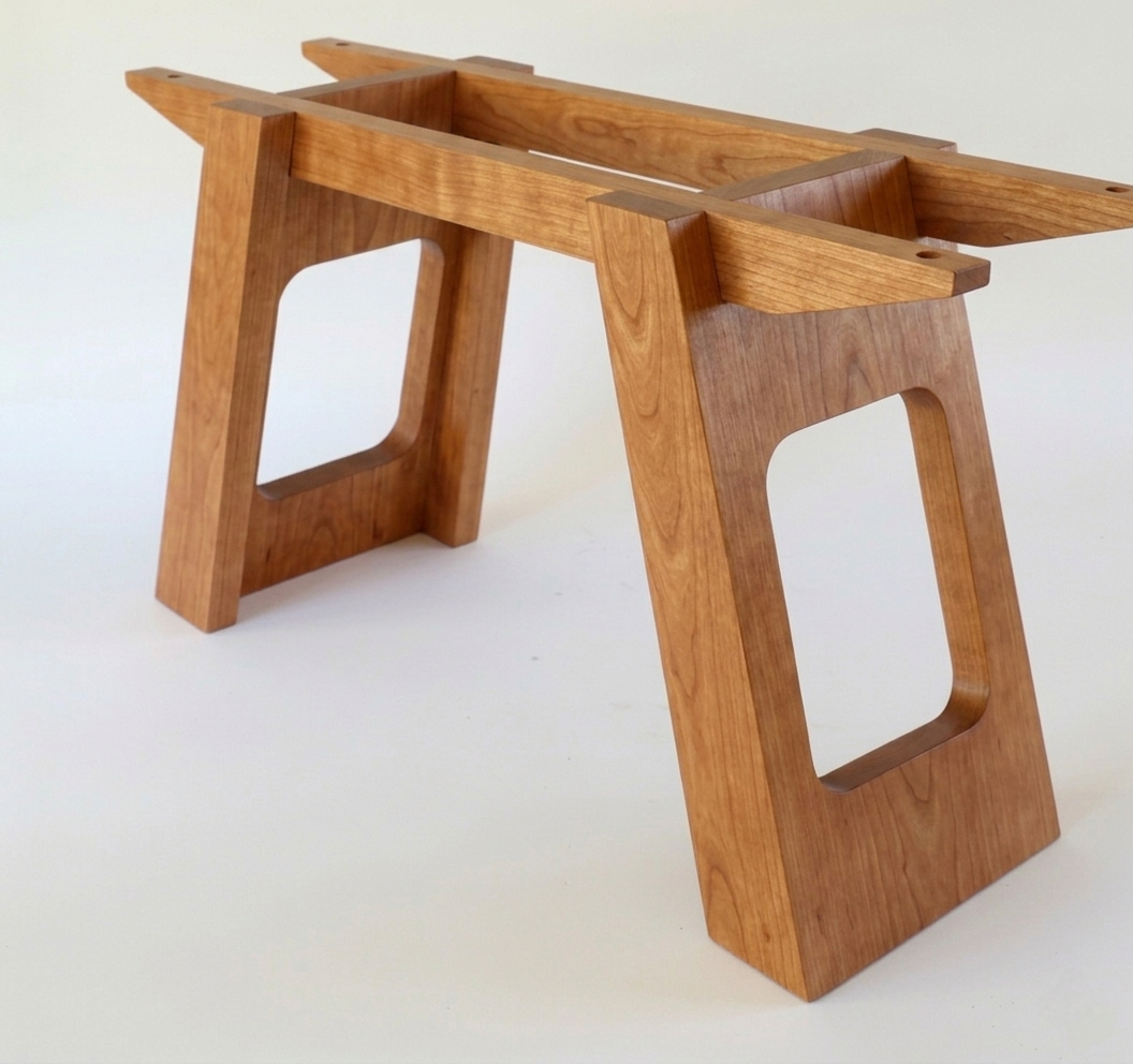 Libra handcrafted table base in Cherry – rectangular cutout variant – Artisan & Sons