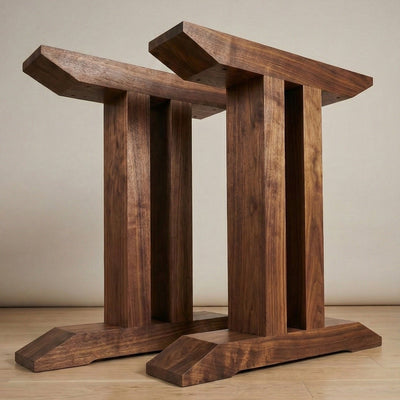 Geminis: Handcrafted Wood Table Base | Twin-Column Architectural Design (20")