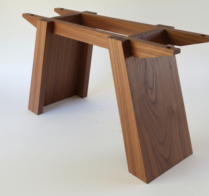 Libra handcrafted table base in Walnut – no cutout variant – Artisan & Sons