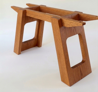 Libra handcrafted table base in Red Oak – rectangular cutout variant – Artisan & Sons