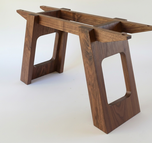 Libra handcrafted table base in Walnut – rectangular cutout variant – Artisan & Sons