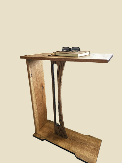 Harp end table handcrafted solid wood 26", white background product shot – Artisan & Sons