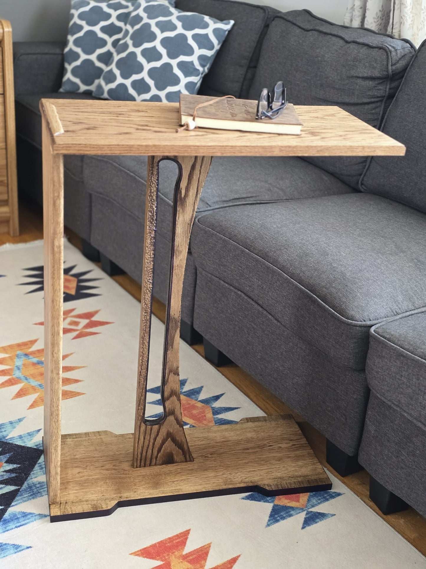 Harp End Table Handcrafted With Solid Wood 26" | 6 Wood Options