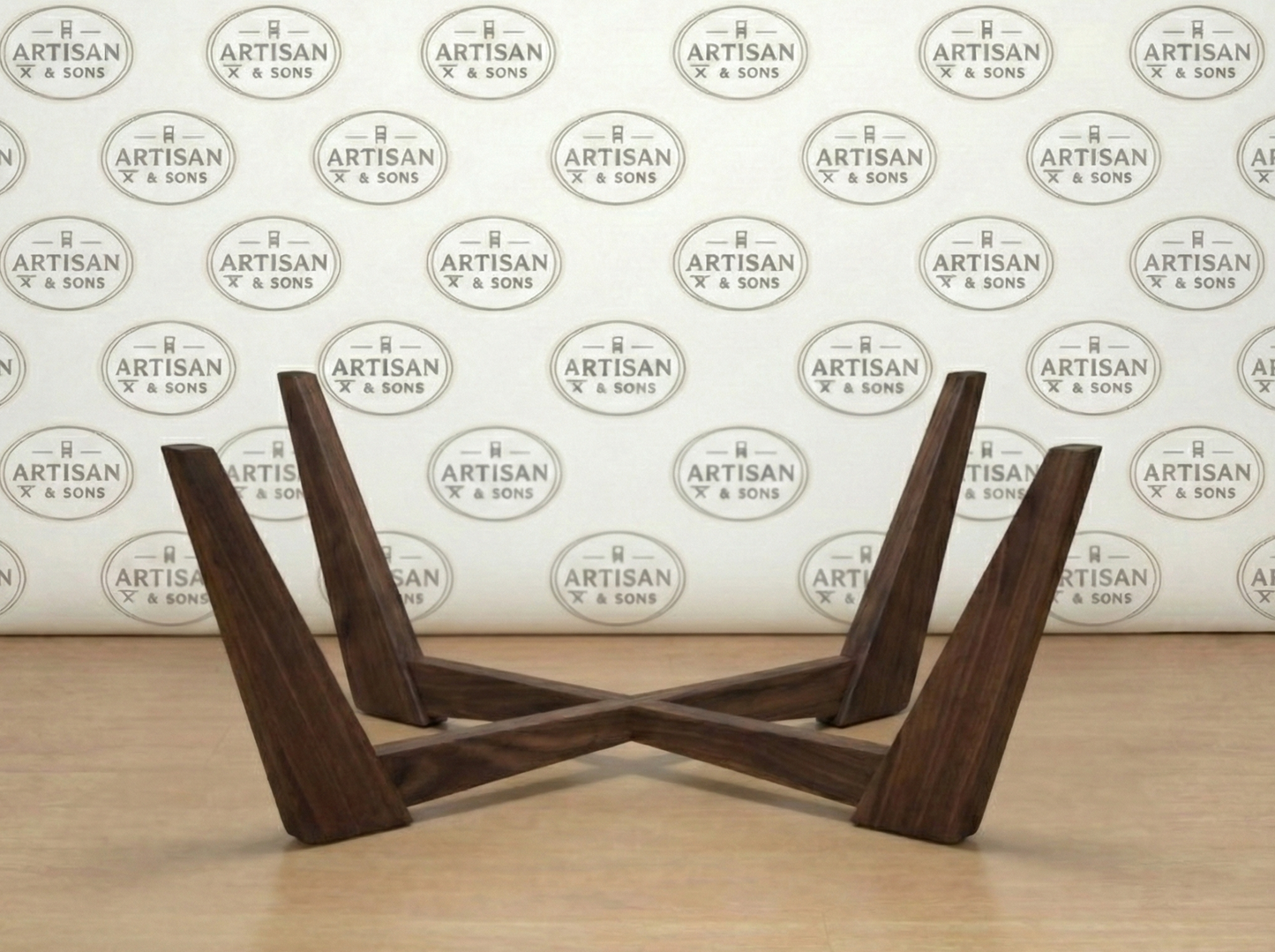 The Nexus: Solid Wood Cross-Base for Coffee Tables | Mid-Century Modern X-Legs, 20"