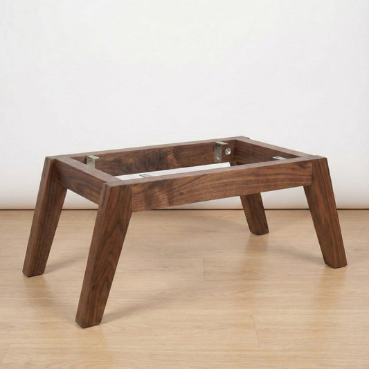 The Fjord solid wood coffee table base mid-century modern, hero lifestyle view – Artisan & Sons