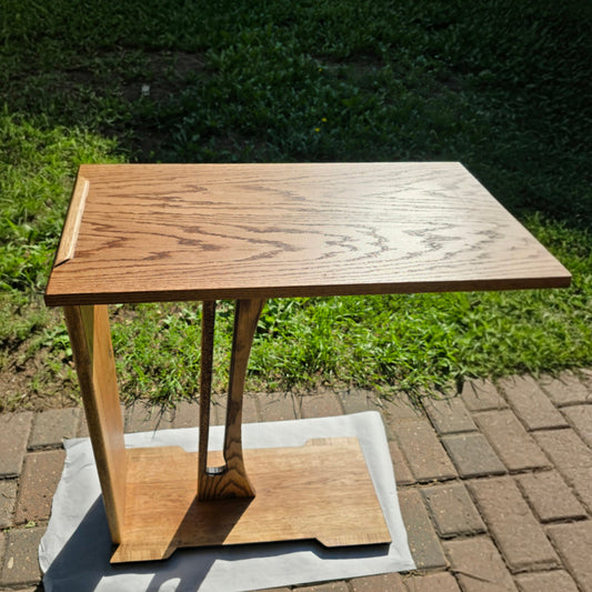 Harp end table handcrafted solid wood 26", front view – Artisan & Sons