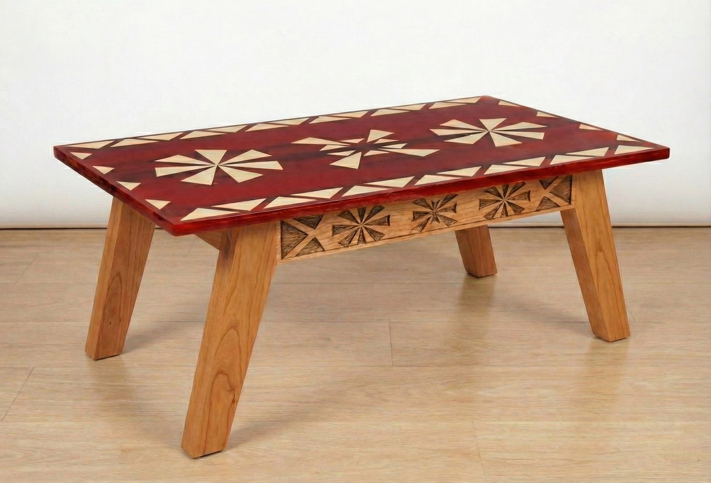 The Fjord solid wood coffee table base mid-century modern, walnut finish variant – Artisan & Sons
