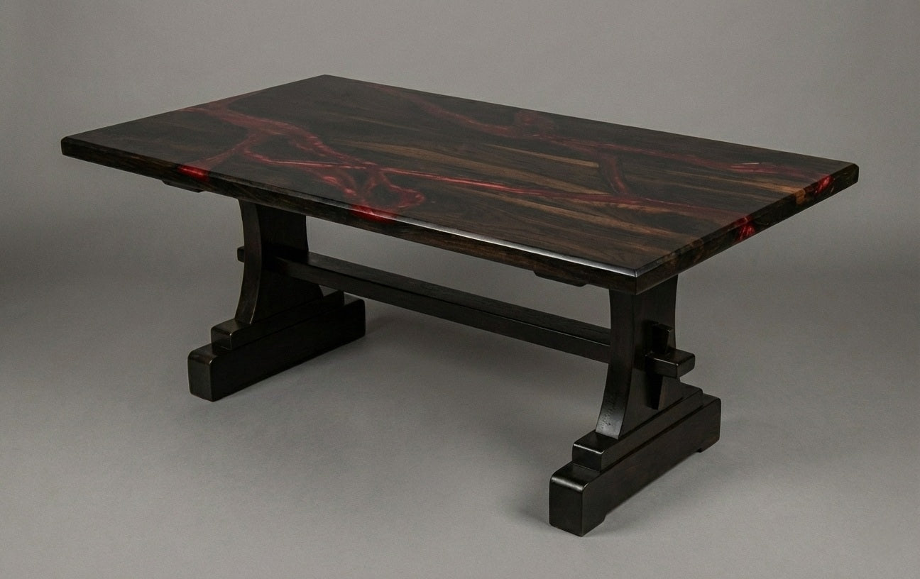 The Heritage: Solid Wood Trestle Coffee Table Base | Keyed Tenon Joinery & Mission Style, 20"