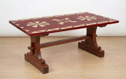 The Heritage solid wood trestle coffee table base mission style, keyed tenon joinery detail – Artisan & Sons